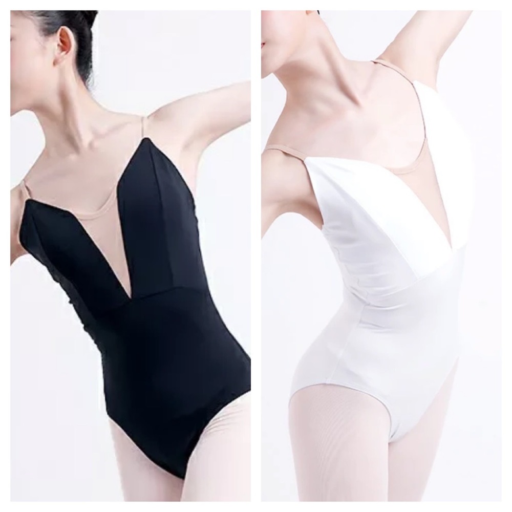 Bundle of 2 black & white ballet dance leotards
